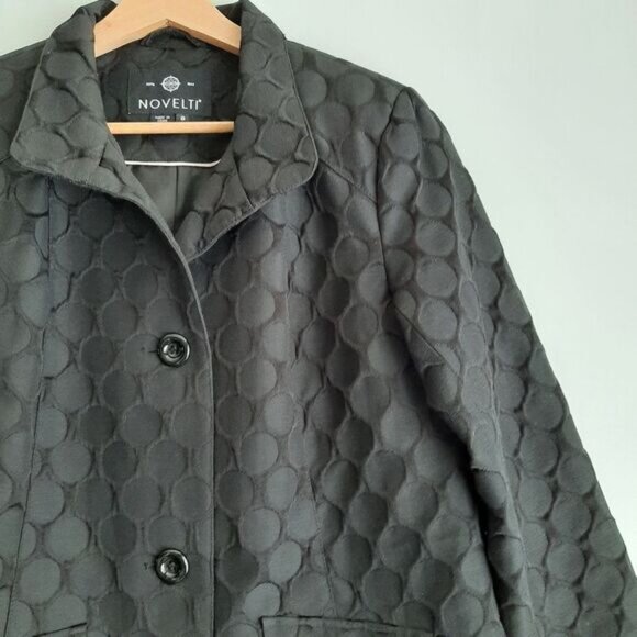NOVELTI / Textural Tonal Polka Dot Fabric Modern Coat Jacket Sz 8 - Picture 4 of 13